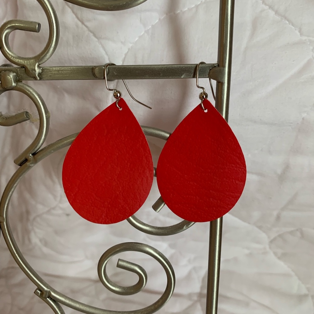 2in faux leather earrings